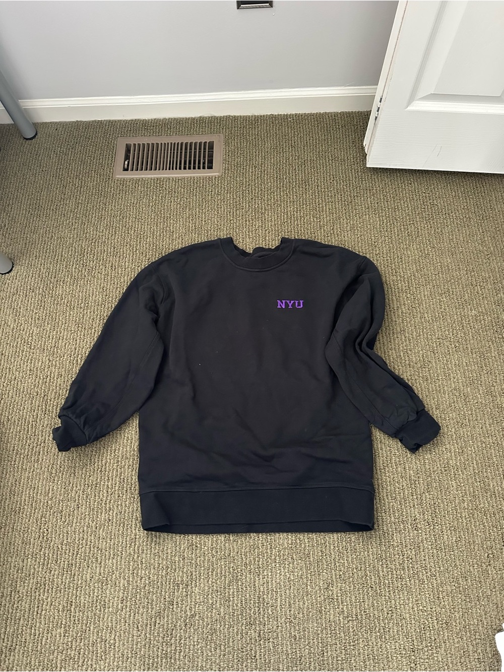 lululemon athletica Black Crewneck Sweatshirt with Purple Embroidery